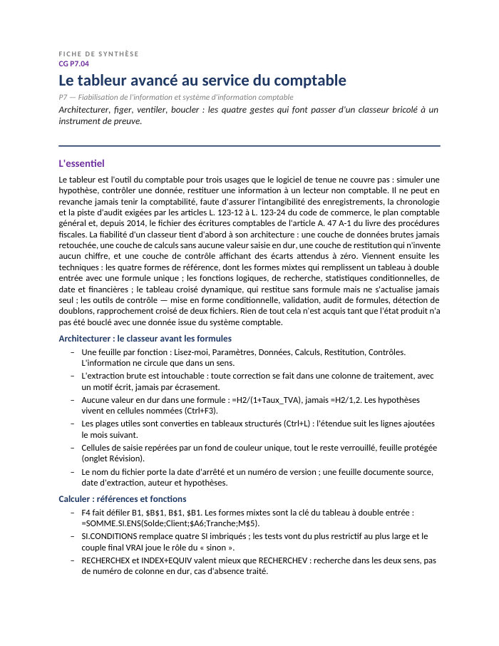 Première page de la synthèse