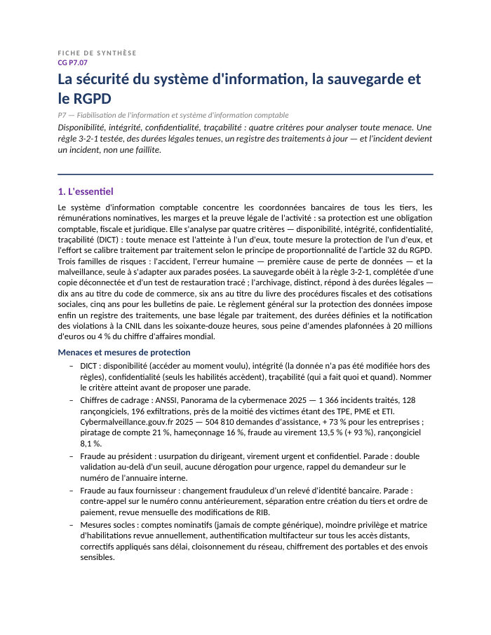 Première page de la synthèse