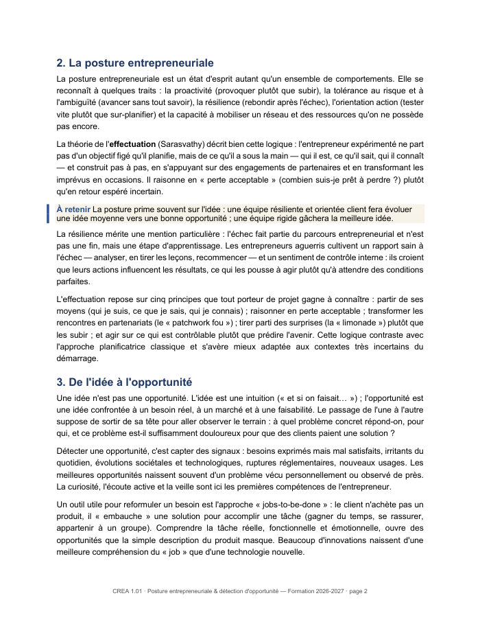 Une page du cours CREA 1.01