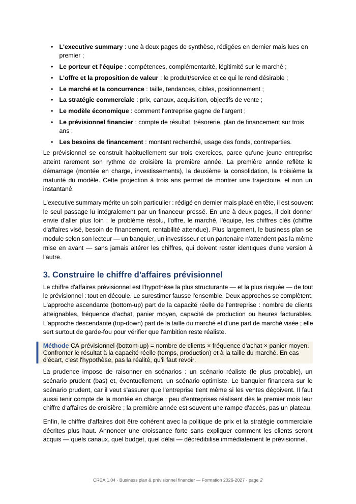 Une page du cours CREA 1.04