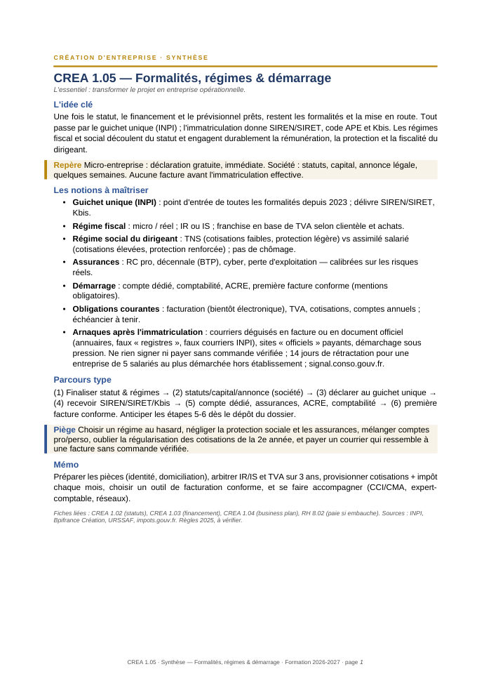 Première page de la synthèse