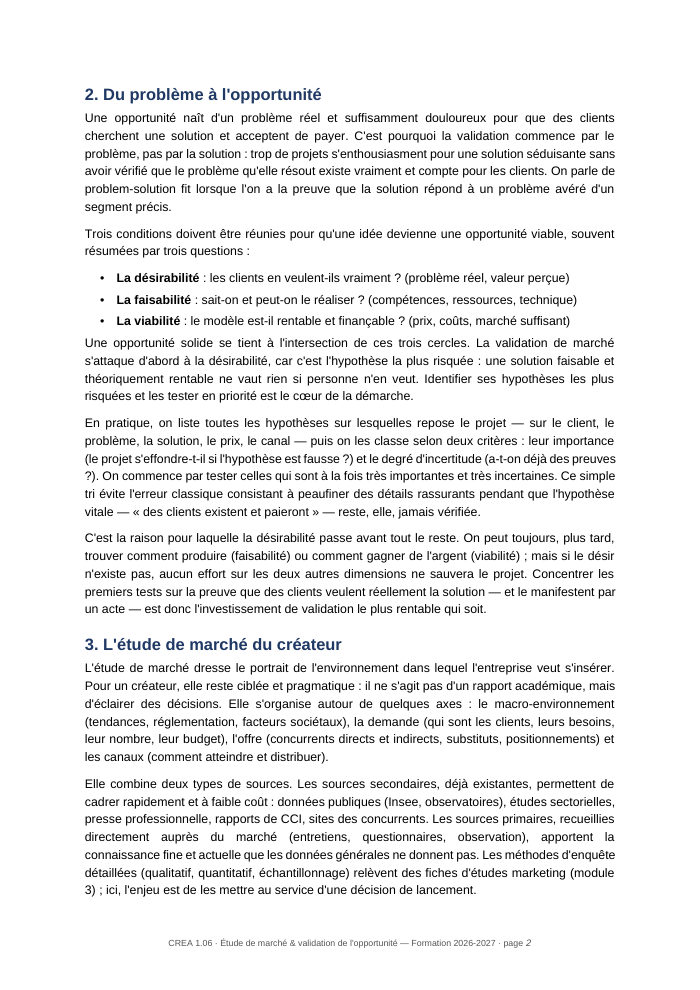 Une page du cours CREA 1.06