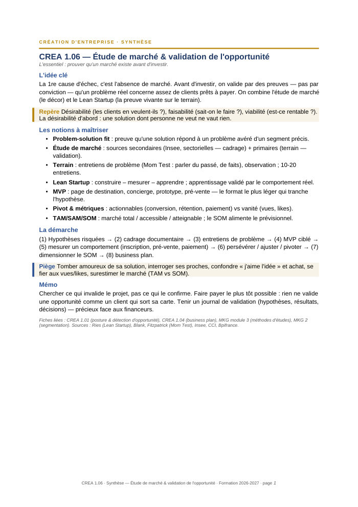 Première page de la synthèse