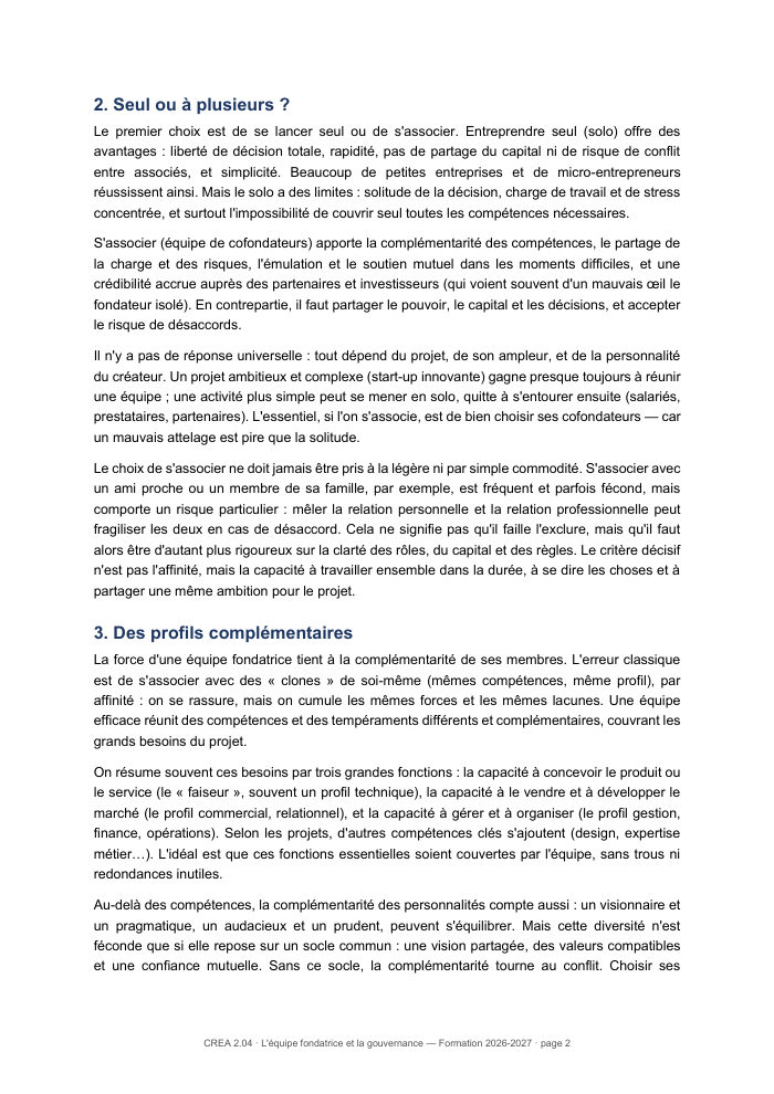 Une page du cours CREA 2.04