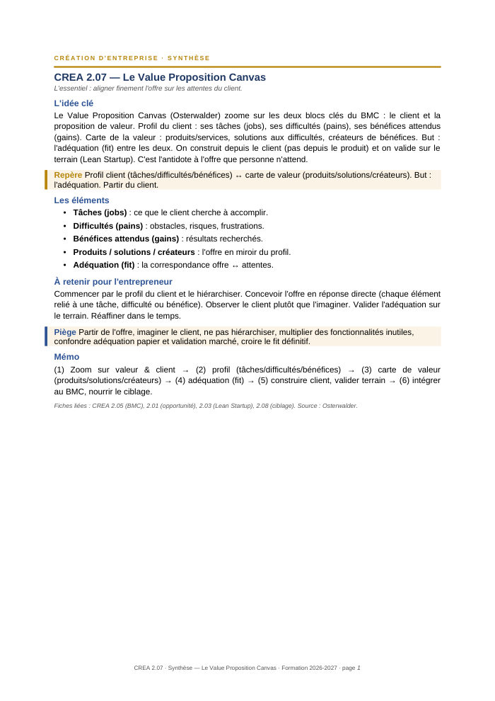 Première page de la synthèse