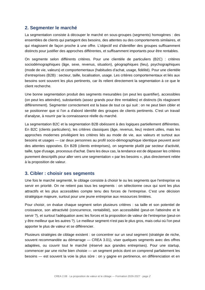 Une page du cours CREA 2.08
