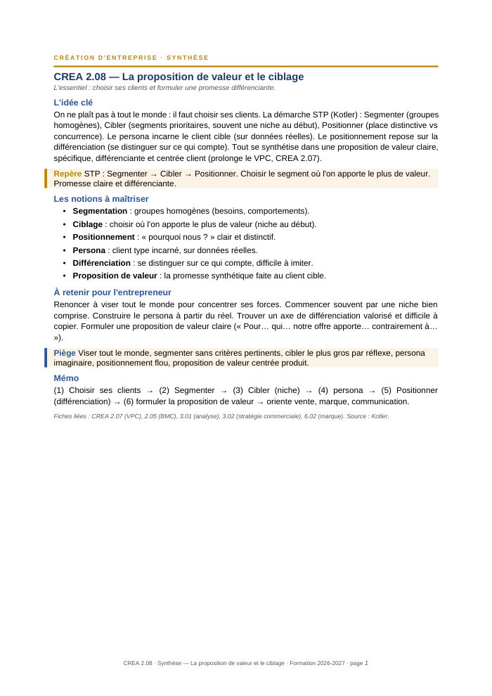 Première page de la synthèse