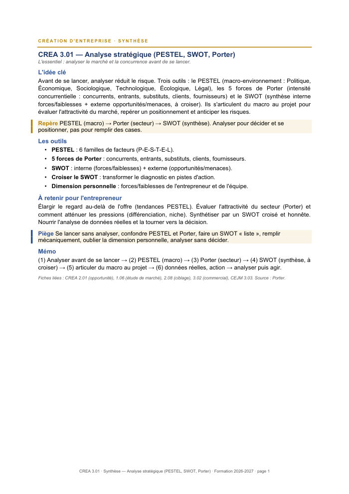 Première page de la synthèse