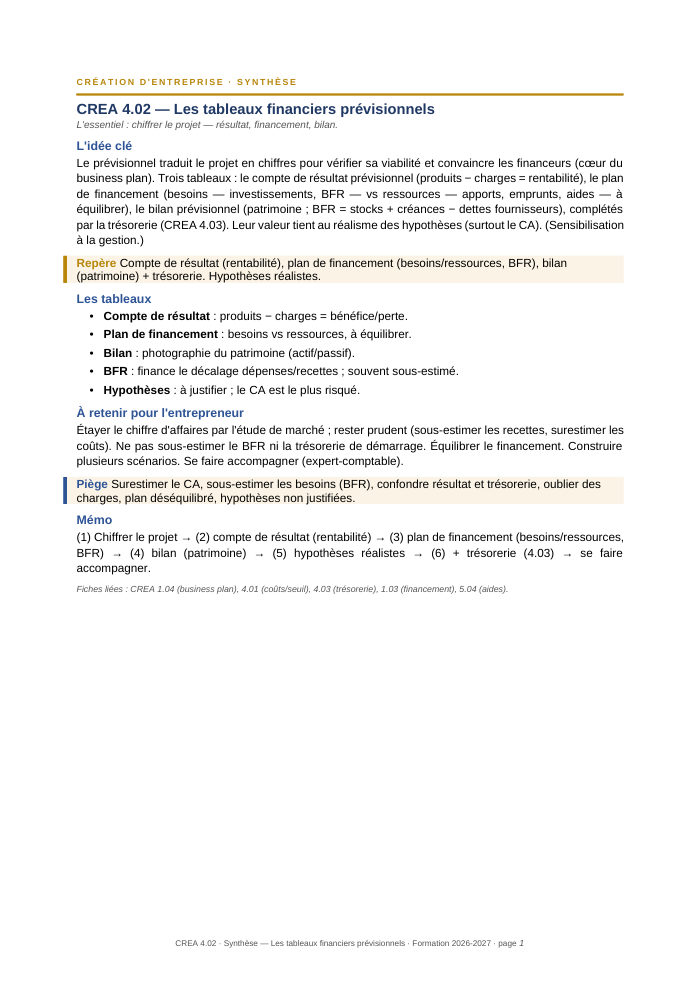 Première page de la synthèse