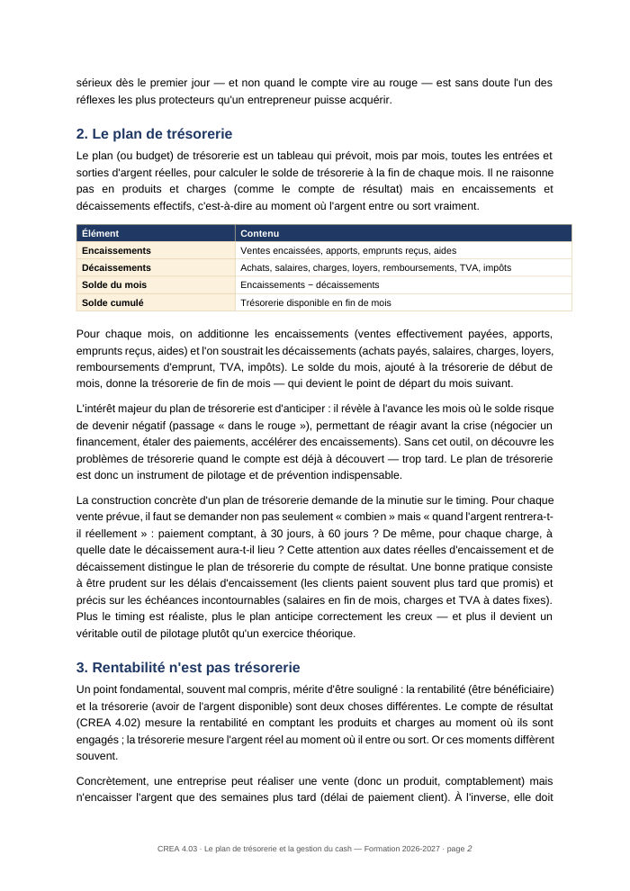 Une page du cours CREA 4.03