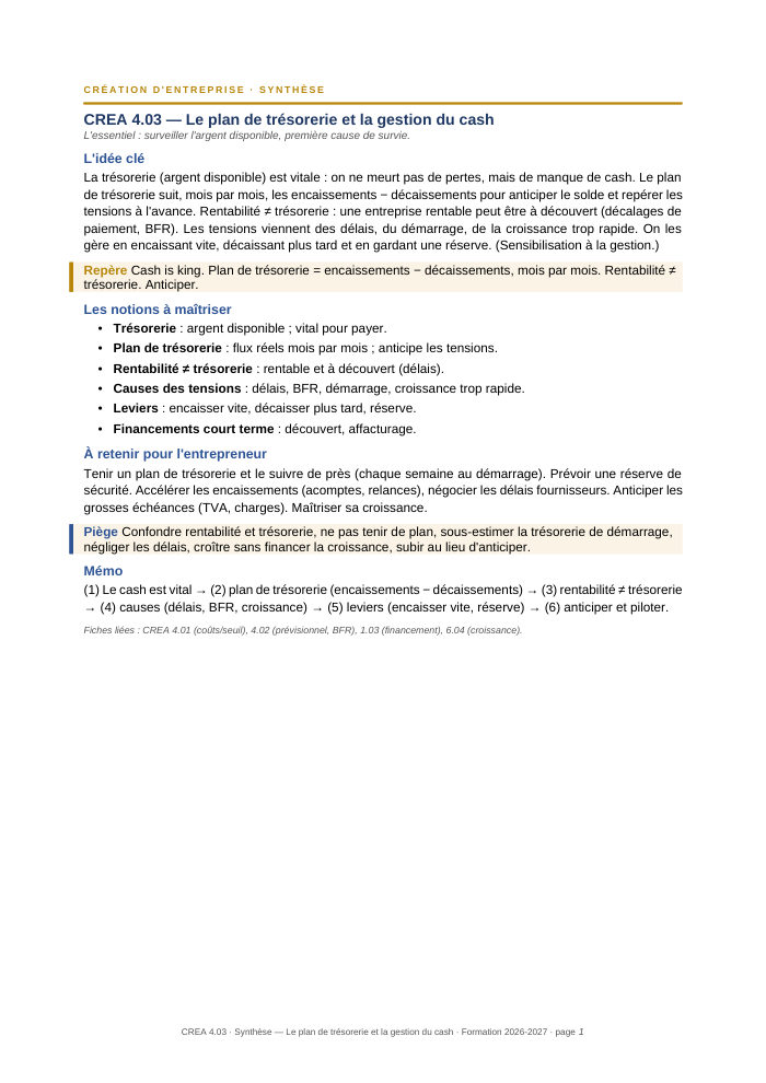 Première page de la synthèse