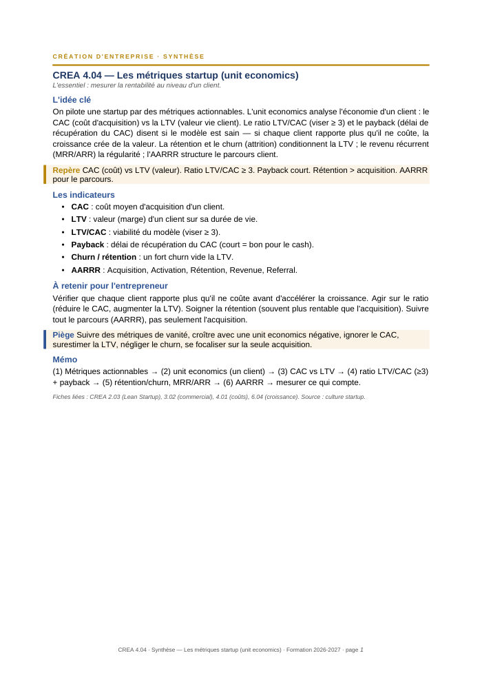 Première page de la synthèse