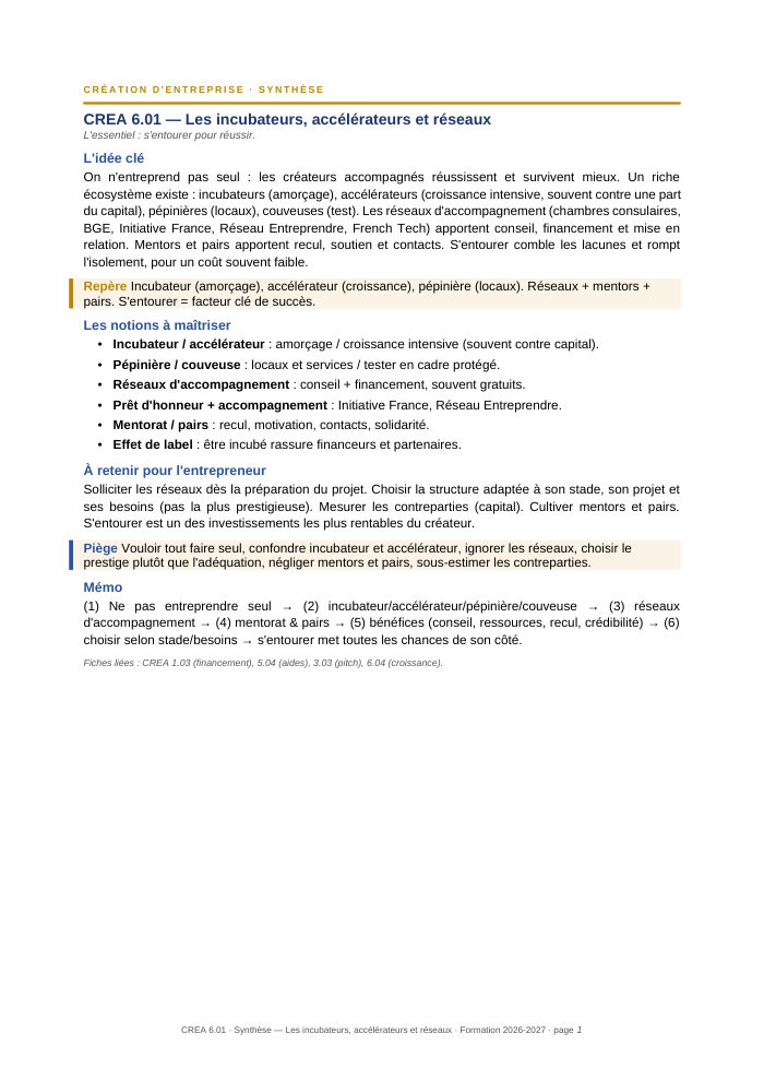 Première page de la synthèse