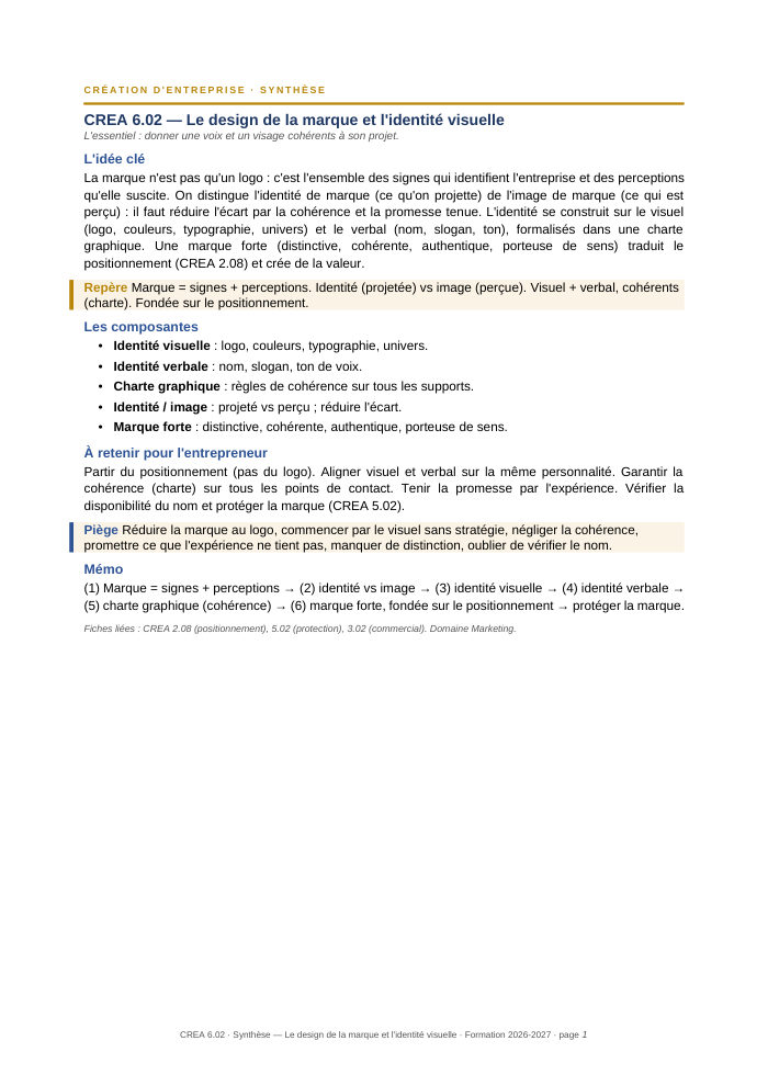 Première page de la synthèse