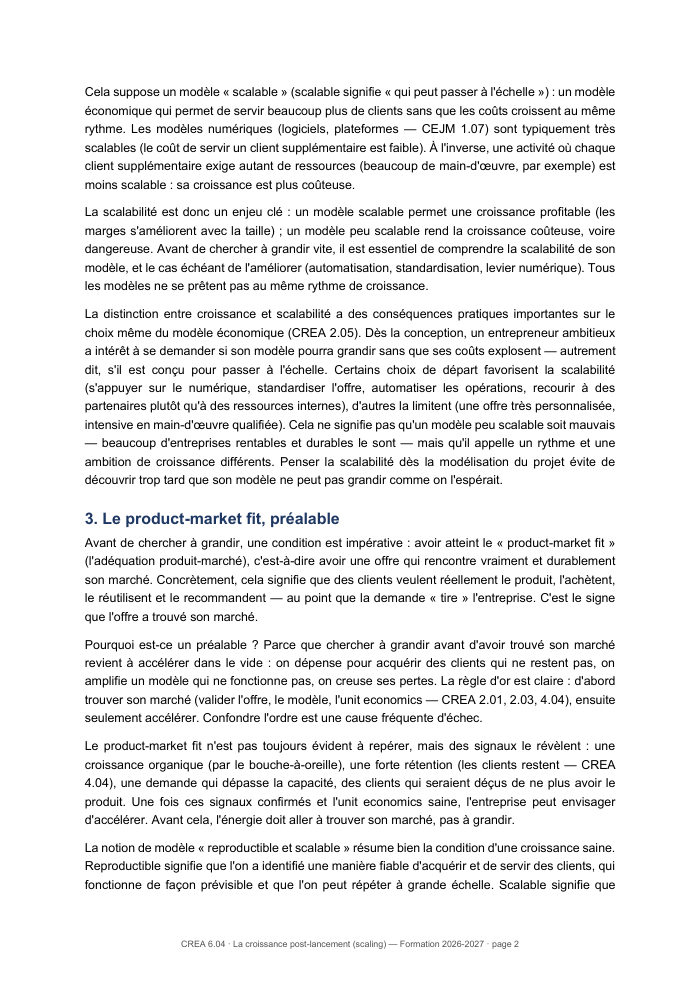 Une page du cours CREA 6.04