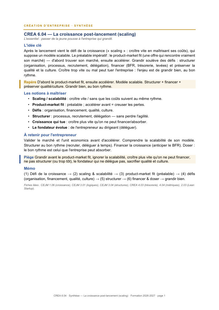 Première page de la synthèse