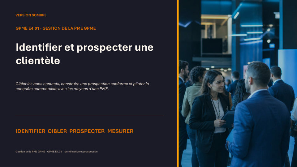 Première diapositive de la fiche GPME E4.01