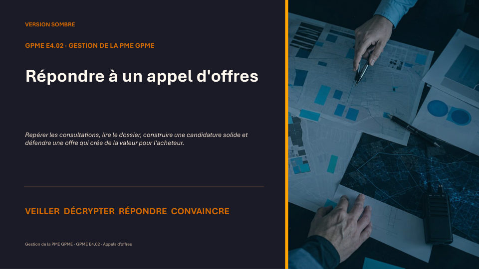 Première diapositive de la fiche GPME E4.02
