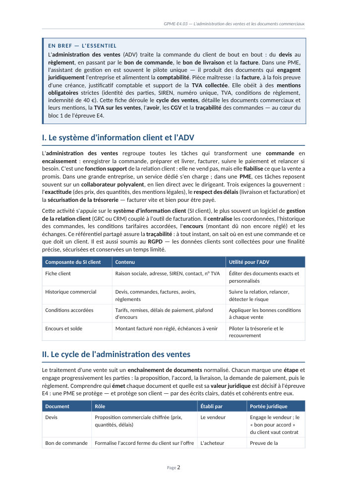 Une page du cours GPME E4.03
