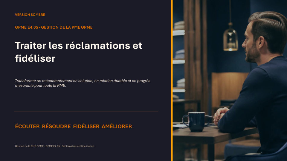 Première diapositive de la fiche GPME E4.05