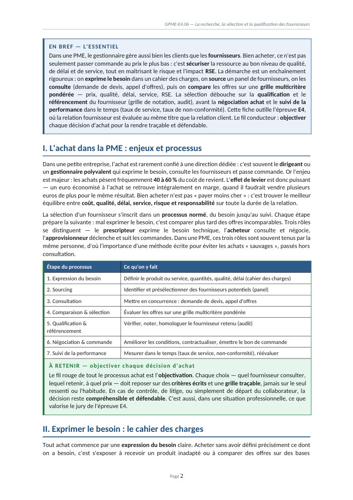 Une page du cours GPME E4.06