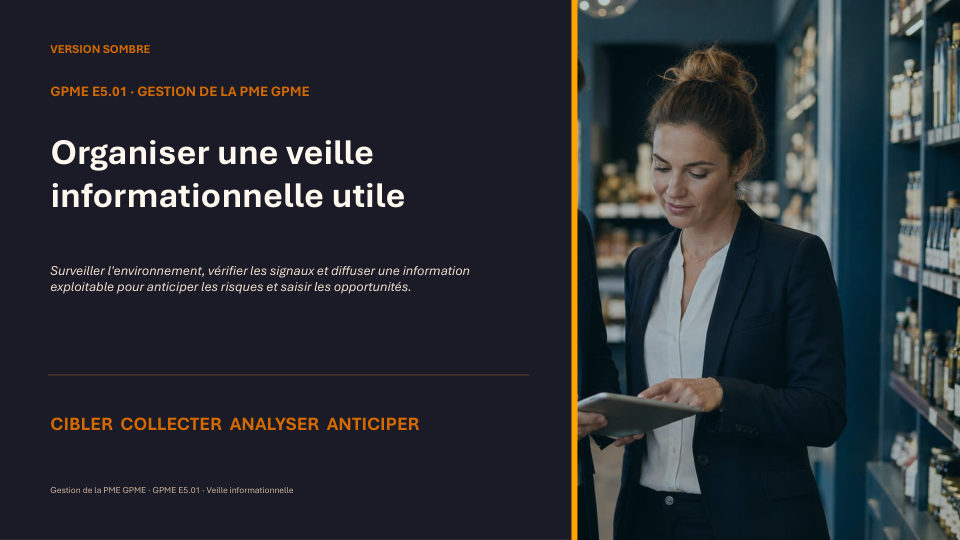 Première diapositive de la fiche GPME E5.01