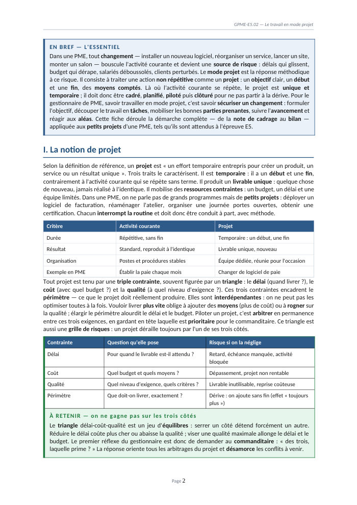 Une page du cours GPME E5.02