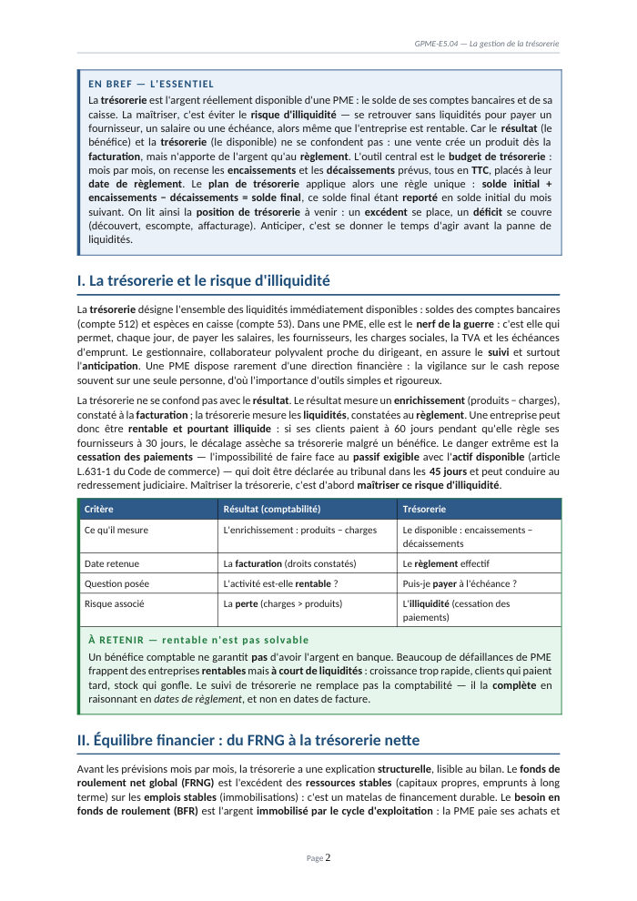Une page du cours GPME E5.04