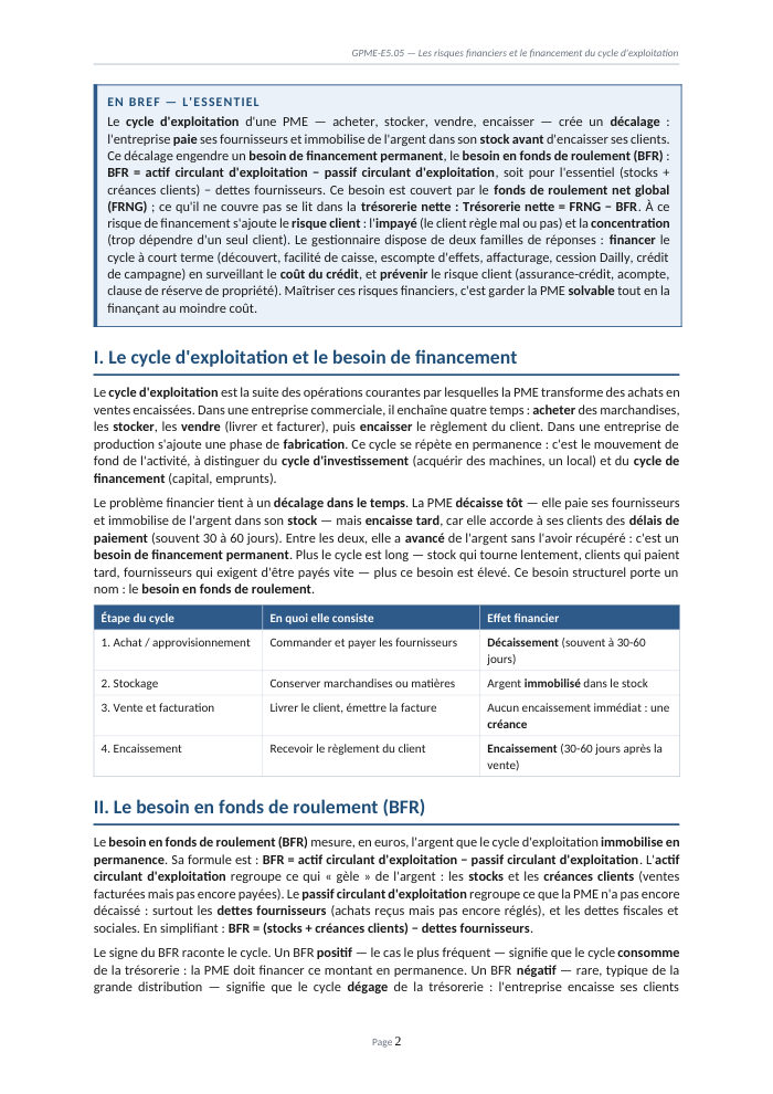 Une page du cours GPME E5.05