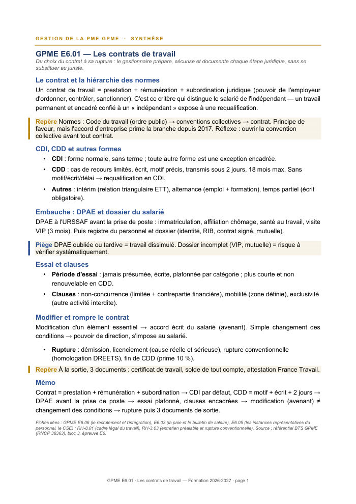 Première page de la synthèse