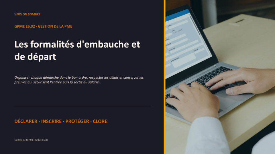 Première diapositive de la fiche GPME E6.02