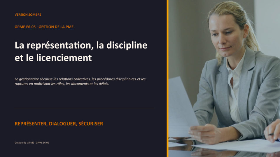 Première diapositive de la fiche GPME E6.05