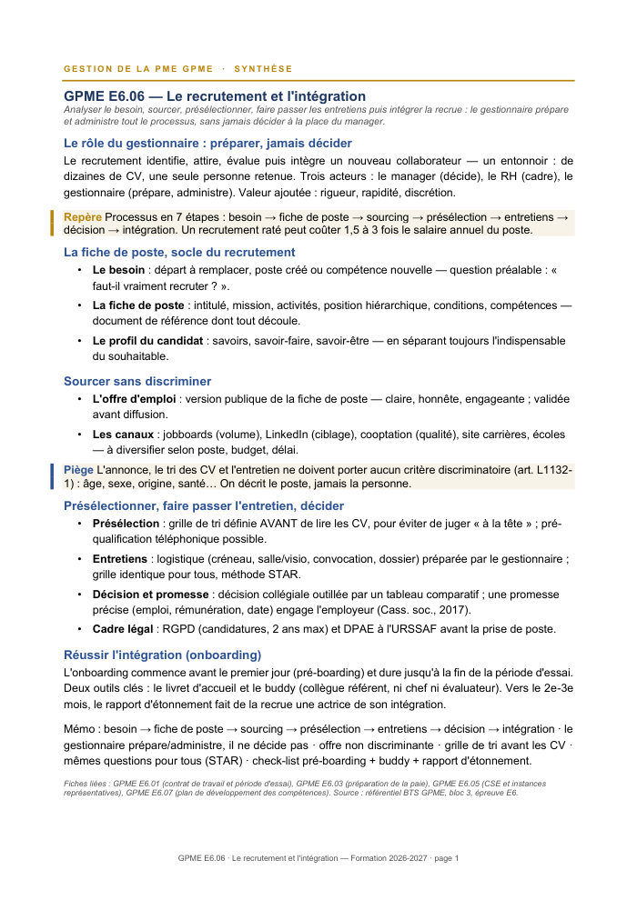 Première page de la synthèse