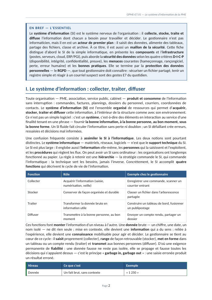 Une page du cours