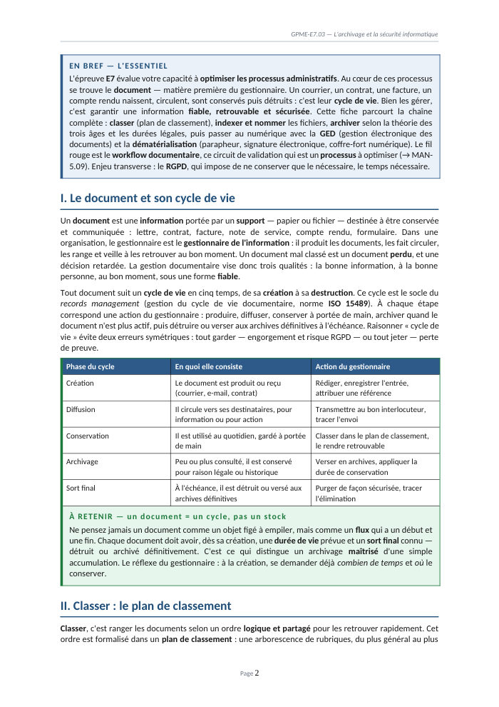 Une page du cours