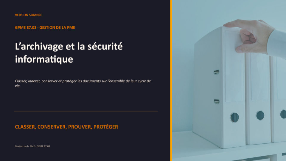 Première diapositive de la fiche GPME E7.03