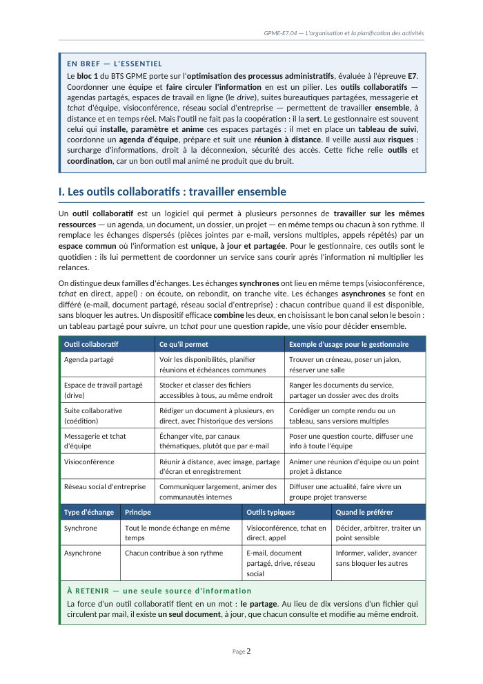 Une page du cours