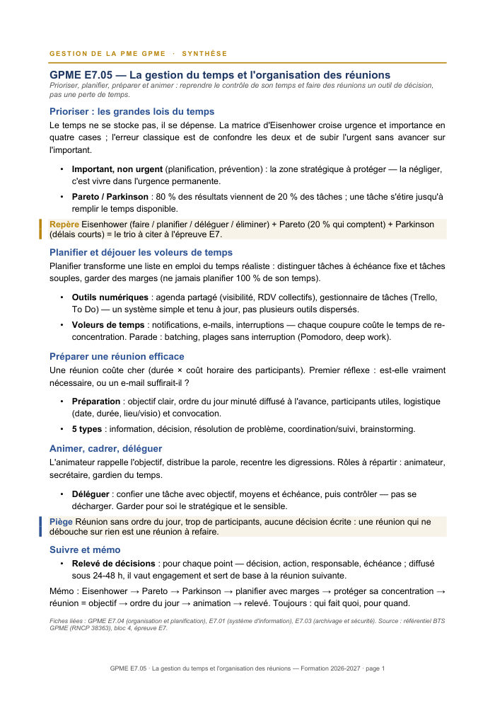 Première page de la synthèse