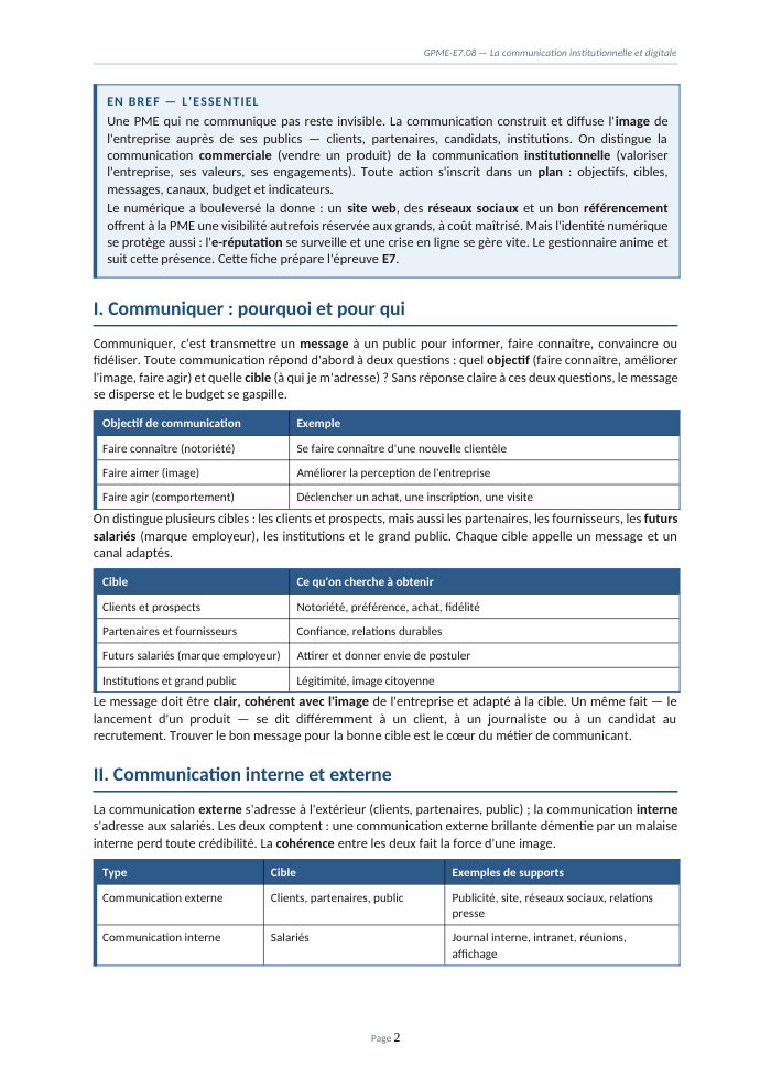 Une page du cours GPME E7.08