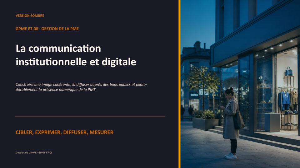 Première diapositive de la fiche GPME E7.08