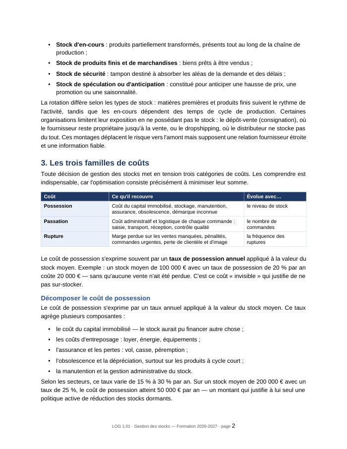 Une page du cours LOG 1.01
