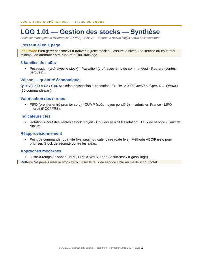 Première page de la synthèse