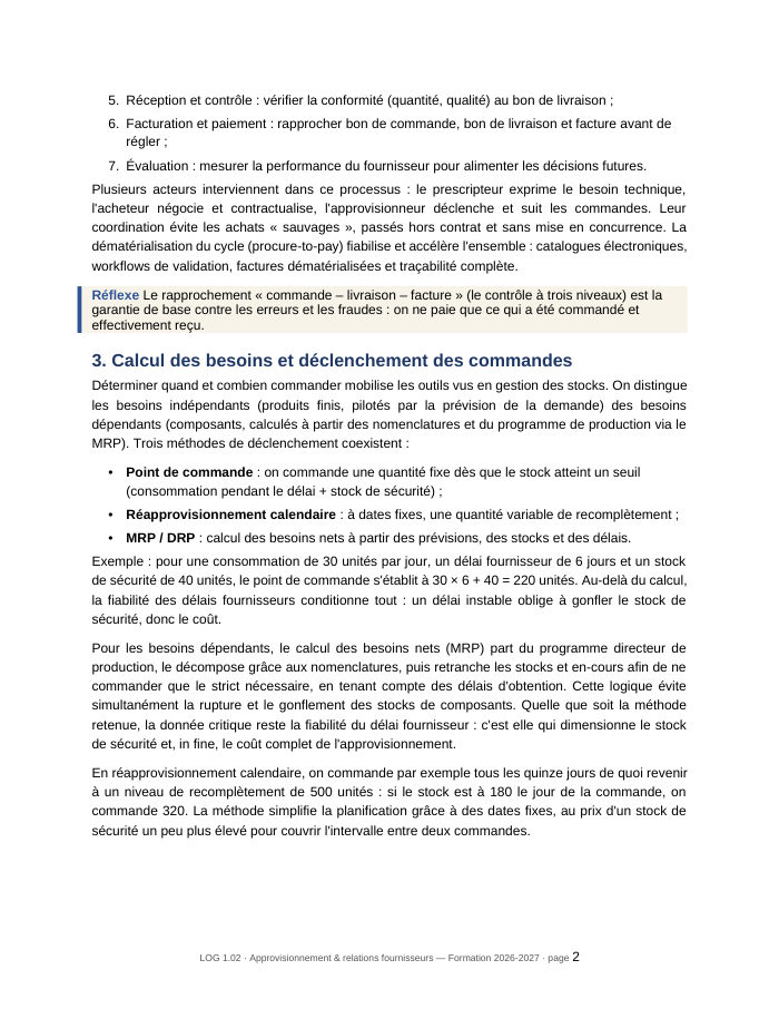 Une page du cours LOG 1.02