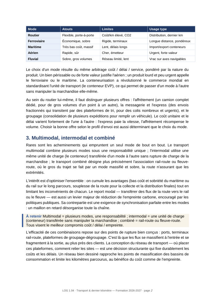 Une page du cours LOG 1.04