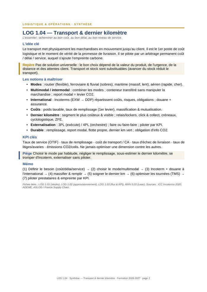Première page de la synthèse