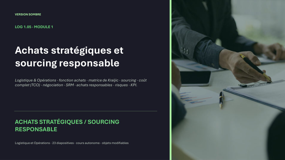 Première diapositive de la fiche LOG 1.05