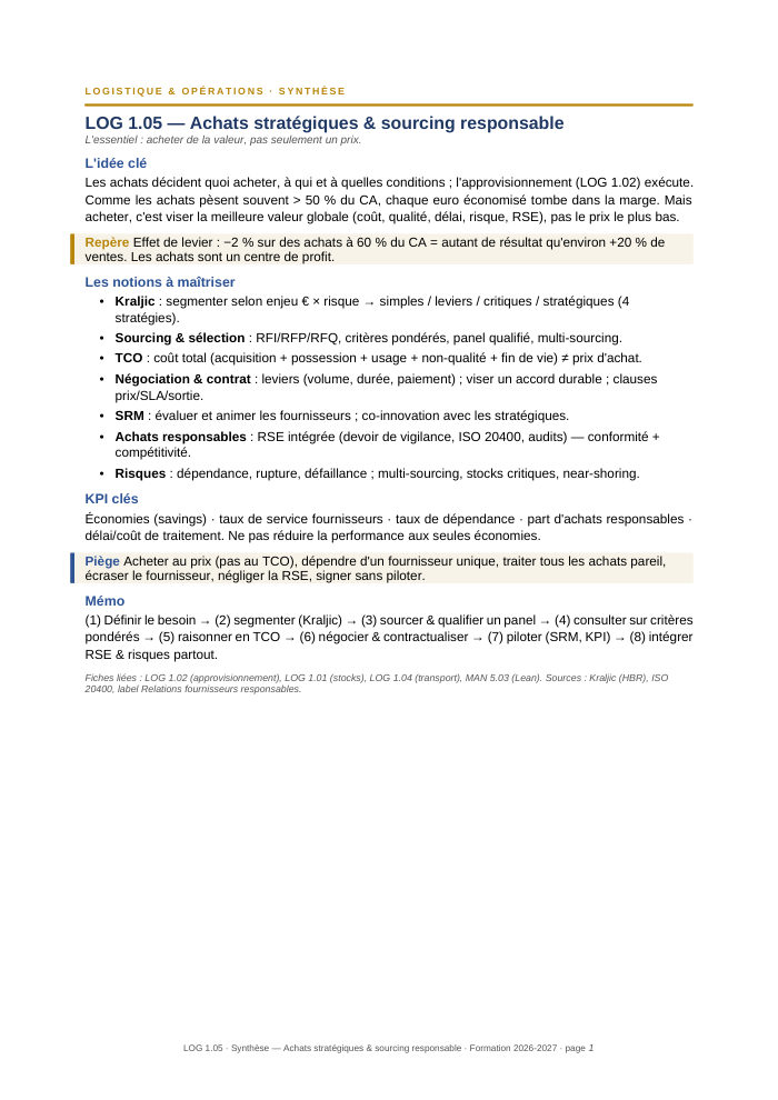 Première page de la synthèse