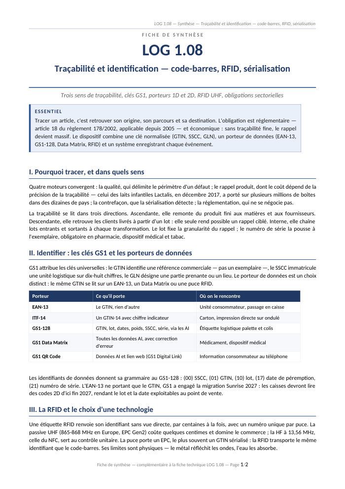 Première page de la synthèse