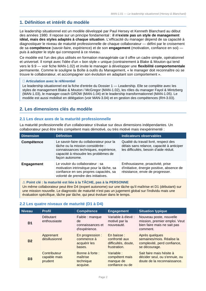 Une page du cours MAN 1.01