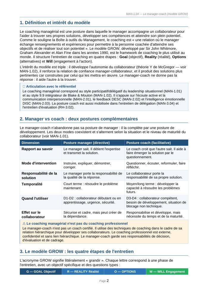 Une page du cours MAN 1.04